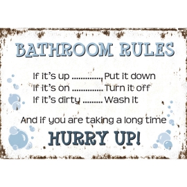 Metallschild *BATHROOM RULES* Ib Laursen