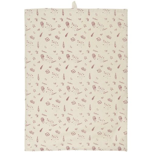 Geschirrtuch *MERLE NATUR M/ROTEM MUSTER UND TEXT* Ib Laursen