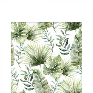 Cocktail-Servietten *JUNGLE LEAVES WHITE* Ambiente