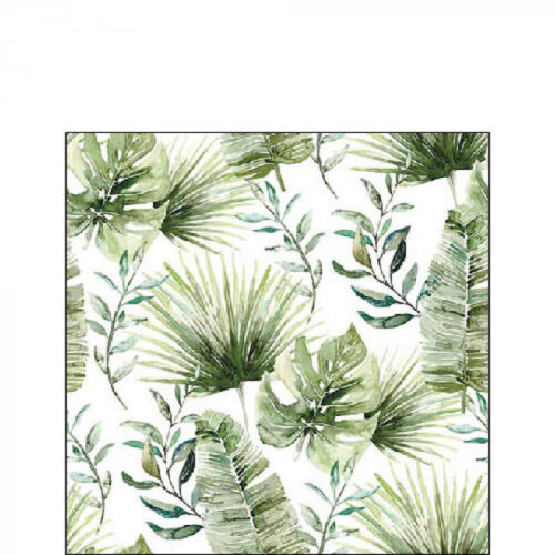 Cocktail-Servietten *JUNGLE LEAVES WHITE* Ambiente