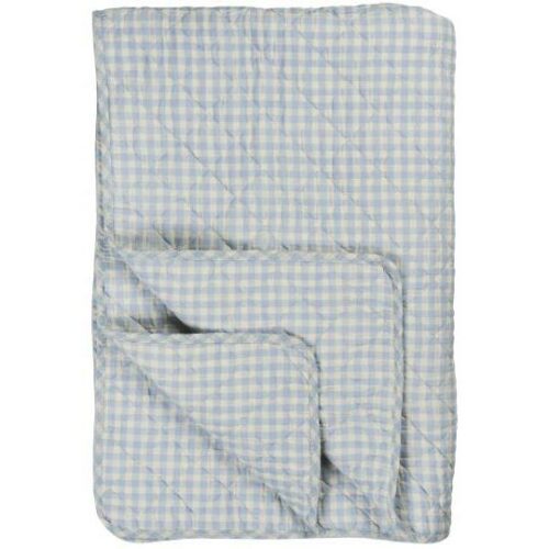 Quilt *HELLBLAU MIT KLEINEN NATURFARBIGEN KAROS* Ib Laursen
