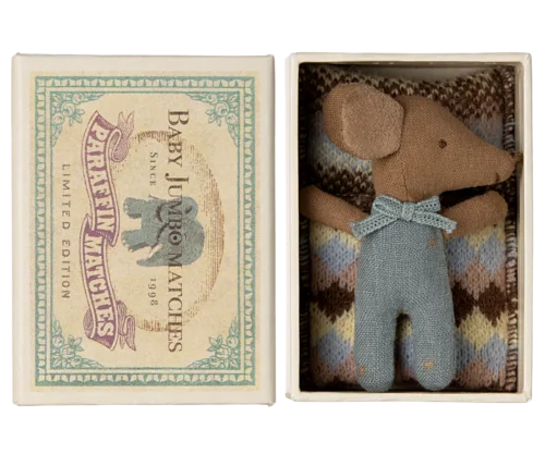 Baby Maus *SLEEPY WAKEY /BLAU IN STREICHHOLZSCHACHTEL* Maileg