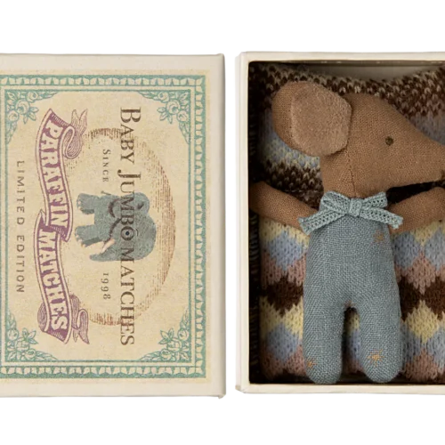 Baby Maus *SLEEPY WAKEY /BLAU IN STREICHHOLZSCHACHTEL* Maileg