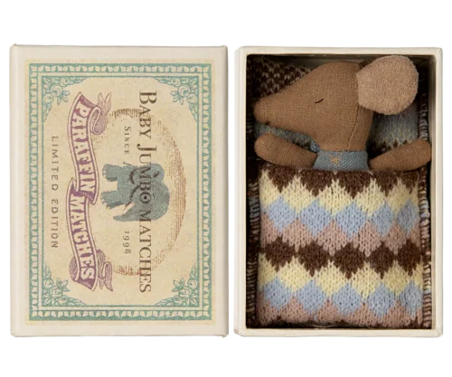 Baby Maus *SLEEPY WAKEY /BLAU IN STREICHHOLZSCHACHTEL* Maileg – Bild 2