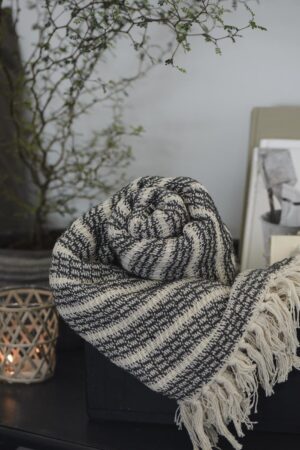 Decke, Plaid *CREME/DUNKELGRAU* Ib Laursen