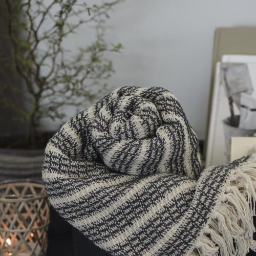 Decke, Plaid *CREME/DUNKELGRAU* Ib Laursen