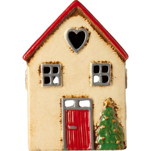 Haus f/Teelicht *ROTES DACH UND TANNENBAUM VOR DEM HAUS* Ib Laursen